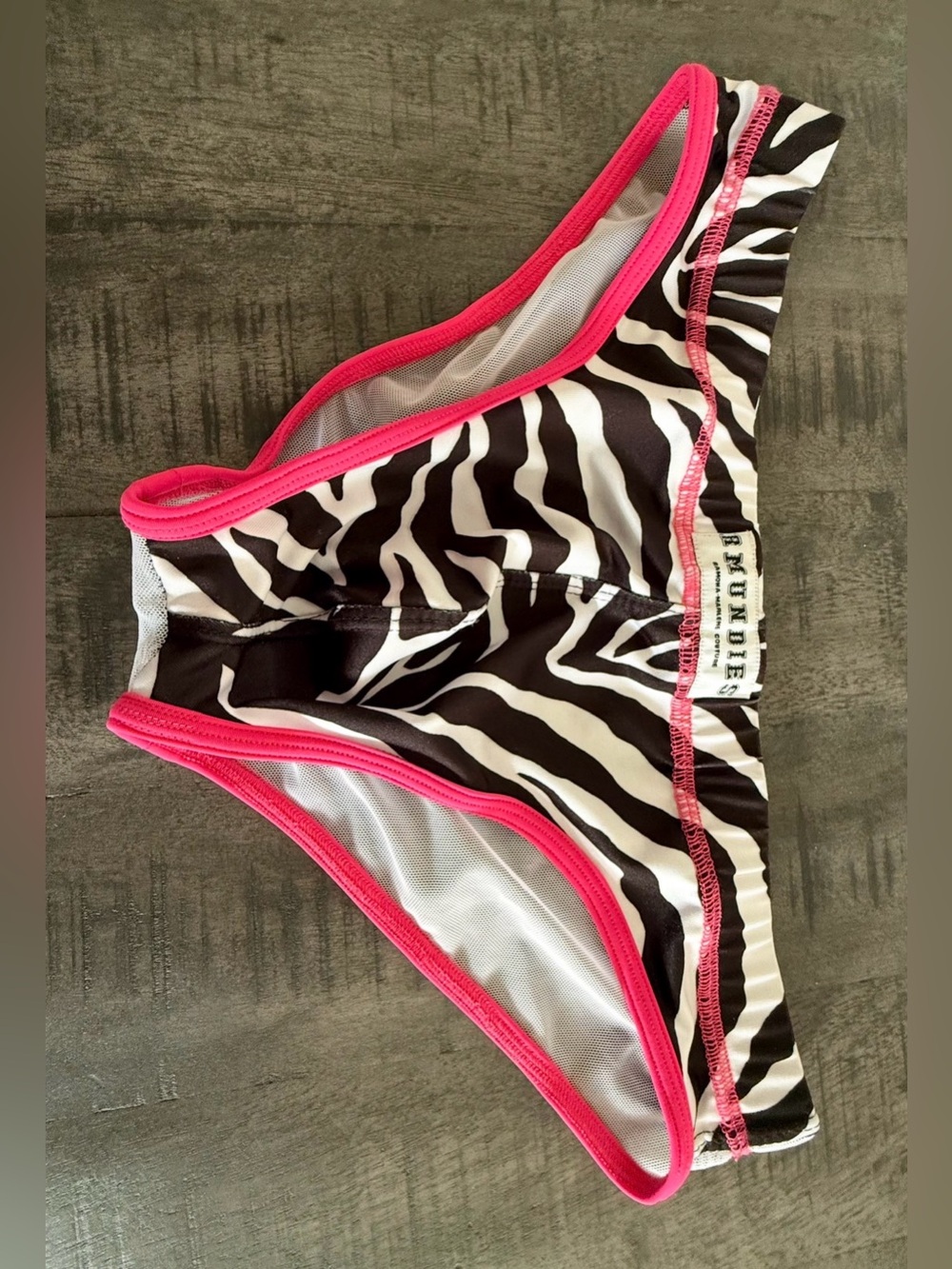 SAMPLE/Men's Zebra Print Swim Trunks with Hot Pink Trim